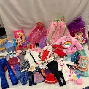 Barbie and Ken Doll Clothes & Accessories Lot in Pink, Purple, Blue